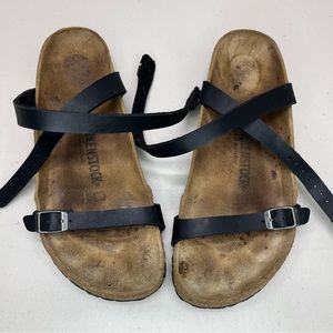 Birkenstock Yara Ankle Strap Sandals Black Size 40 9/9.5 Like New